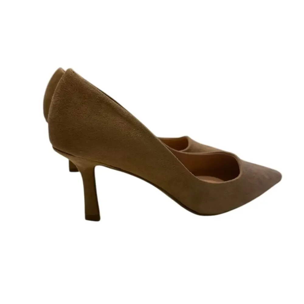 Madden Girl Women's Brynn Heel in Taupe Fabric, Size 6.5